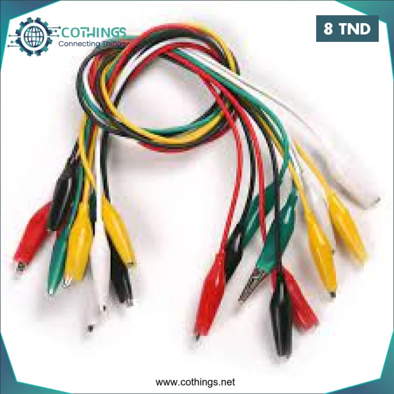 Acheter 10 pièces 50cm pinces crocodiles électriques bricolage fils de Test pinces Crocodile à Double extrémité en Tunisie -  Disponible au meilleur prix sur CoThings