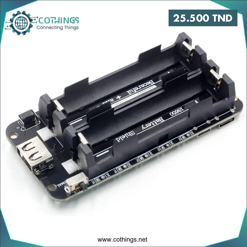 Acheter 2 x 18650 Bouclier de batterie au Lithium V8 Module de carte d’extension d’alimentation Mobile 5V / en Tunisie -  Disponible au meilleur prix sur CoThings