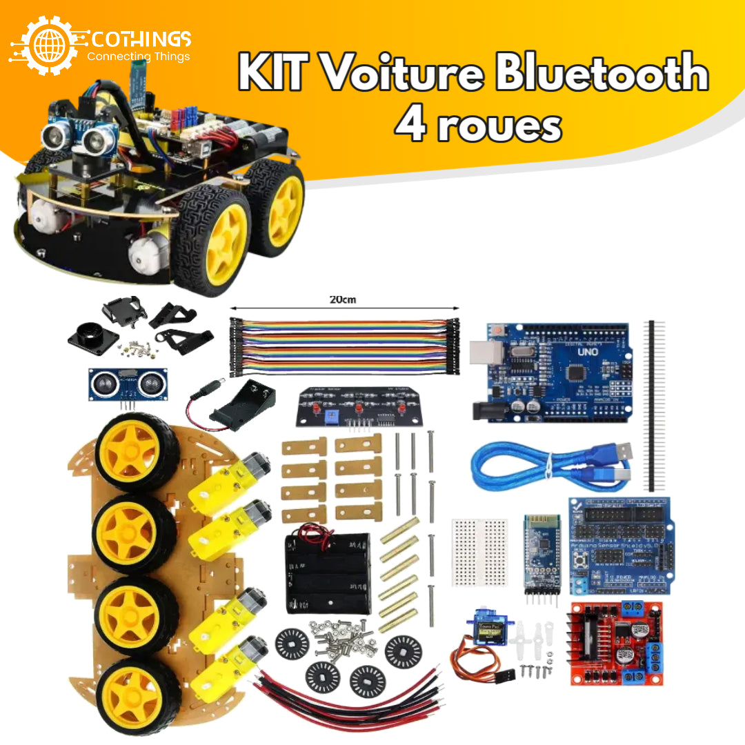 Acheter Kit Voiture 4WD Bluetooth 4 roues en Tunisie -  Disponible au meilleur prix sur CoThings