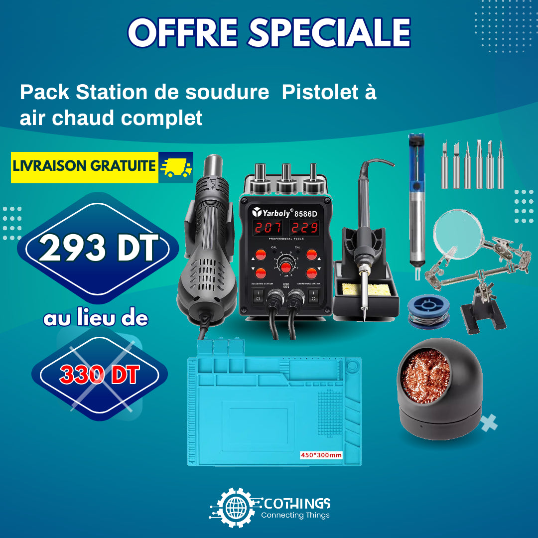 Acheter Pack Station de soudure Portable Pistolet à air chaud complet Yarboly en Tunisie -  Disponible au meilleur prix sur CoThings