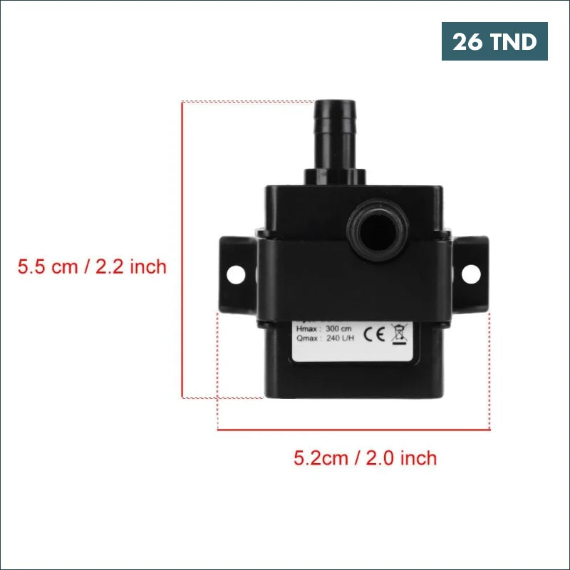Acheter AD20P-1230C Pompe à eau submersible ultra-silencieuse DC 12V 3M 240L/H sans brosse avec câble 1.5m avec fiche jack en Tunisie -  Disponible au meilleur prix sur CoThings