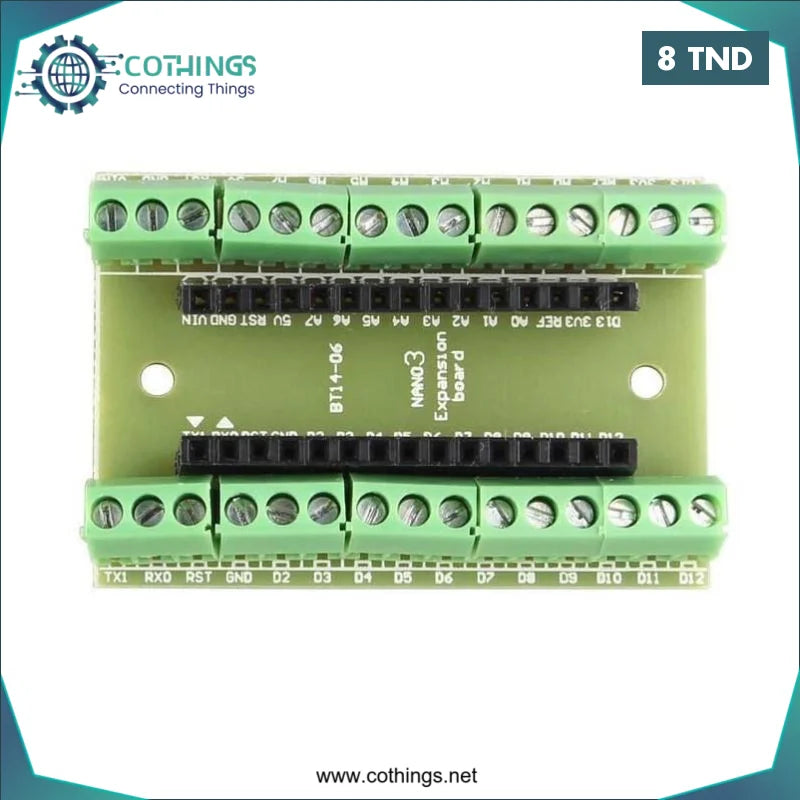 Acheter ADAPTATEUR POUR ARDUINO NANO V3.0 AVEC BORNIERS DESSOUDEES en Tunisie -  Disponible au meilleur prix sur CoThings