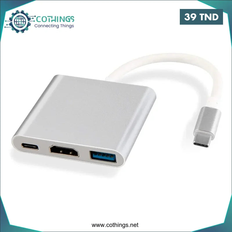 Acheter Adaptateur Type-C vers HDMI / USB 3.0 / USB-C en Tunisie -  Disponible au meilleur prix sur CoThings