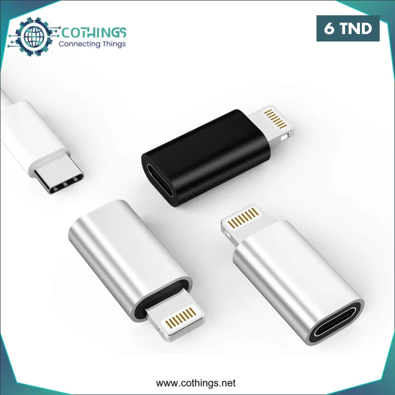 Acheter Adaptateur USB-C Femelle vers Lightning Mâle – Blanc, Compact pour iPhone et iPad en Tunisie -  Disponible au meilleur prix sur CoThings