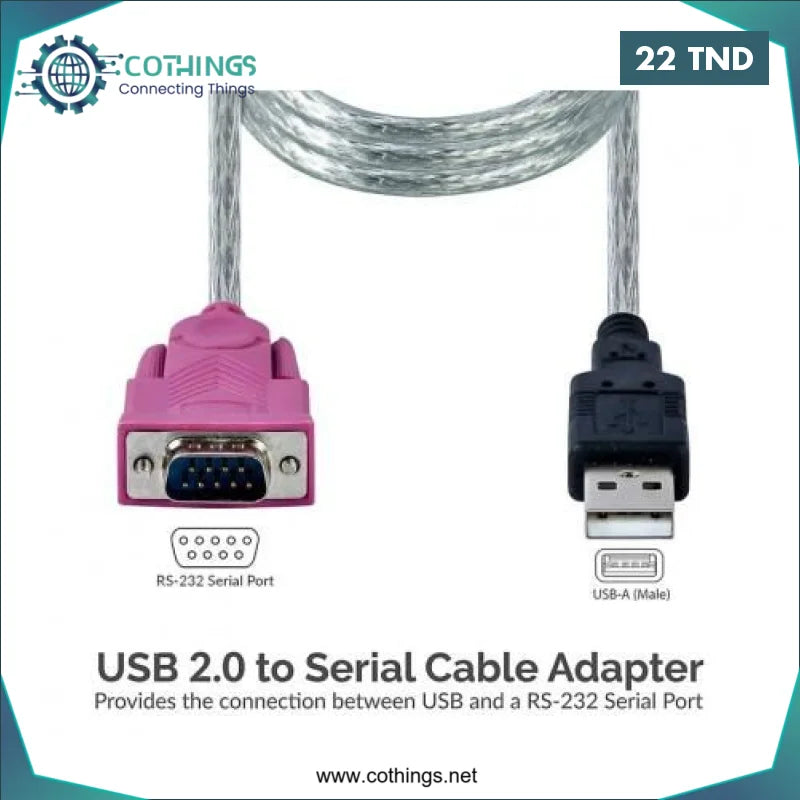 Acheter ADAPTATEUR USB VERS RS232 MALE en Tunisie -  Disponible au meilleur prix sur CoThings