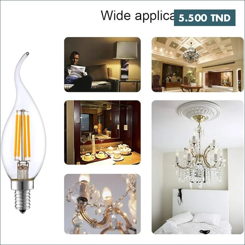 Acheter Ampoule LED Bougie E14 4W 470Lm 3000K en Tunisie -  Disponible au meilleur prix sur CoThings