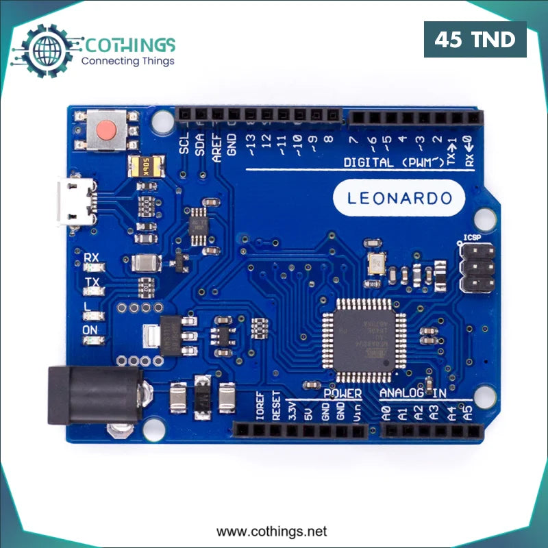 Acheter Arduino Leonardo R3 avec Logo Atmega32u4 sans cable en Tunisie -  Disponible au meilleur prix sur CoThings