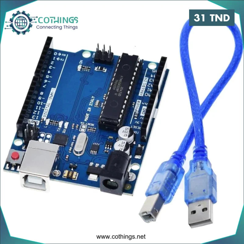 Acheter Arduino UNO Rev3 DIP + Cable en Tunisie -  Disponible au meilleur prix sur CoThings