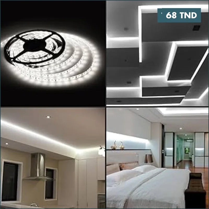 Acheter Bande led lumineuse monochrome 10 Metres-8mm Blanc 6500K 24V en Tunisie -  Disponible au meilleur prix sur CoThings