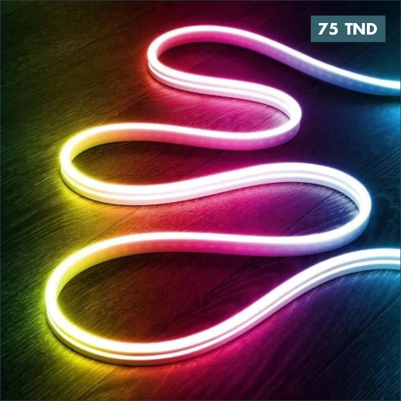 Acheter Bande Neon Flexible LED 5M Étanche RGB Adressable Télécommande / Application mobile / Musique en Tunisie -  Disponible au meilleur prix sur CoThings
