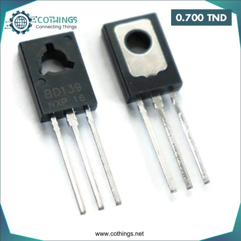 Acheter BD139 Single Bipolar Transistor (BJT) NPN 80V 1.25W 1.5A 250 hFE en Tunisie -  Disponible au meilleur prix sur CoThings