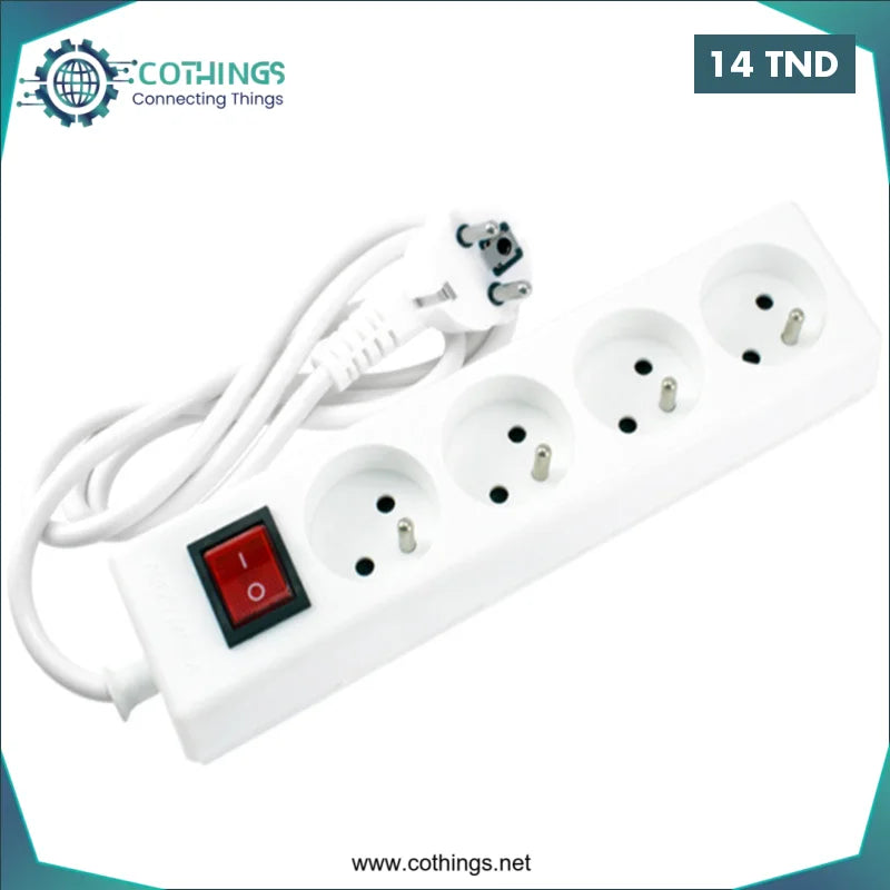 Acheter Bloc Multiprises blanc avec Interrupteur 4 prises câble 1.4M en Tunisie -  Disponible au meilleur prix sur CoThings