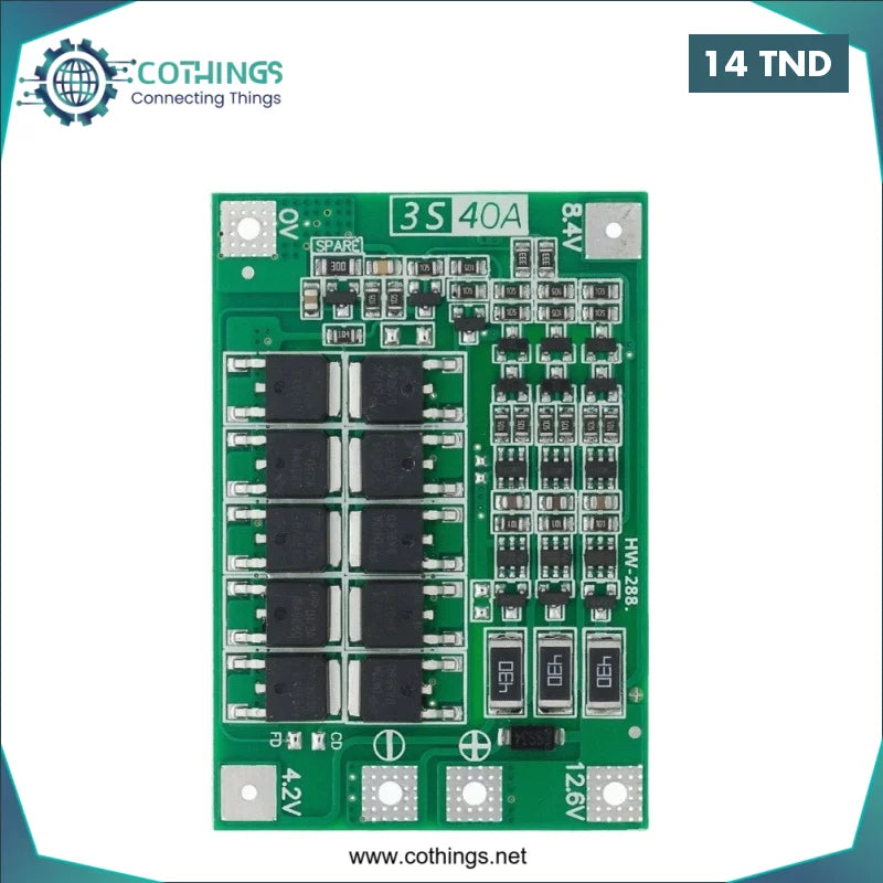 Acheter BMS 3S 40A 18650 carte de Protection de batterie au Lithium 11.1V 12.6V avec Balance en Tunisie -  Disponible au meilleur prix sur CoThings