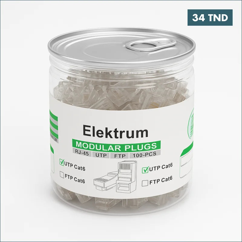 Acheter Boîte de 100 pièces Connecteurs RJ45 Cat6 UTP – Elektrum en Tunisie -  Disponible au meilleur prix sur CoThings