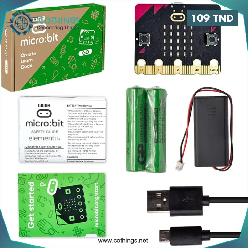 Acheter Boîte neutre BBC Microbit V2.2 Go Kit avec batterie (Module couleur aléatoire) en Tunisie -  Disponible au meilleur prix sur CoThings
