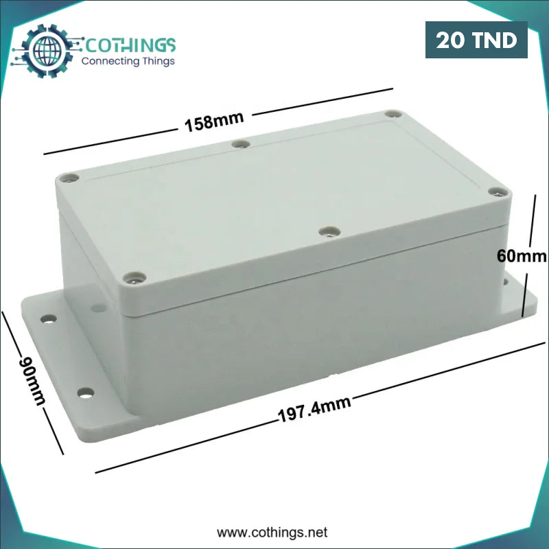 Acheter Boîtier de projet en plastique ABS 158x90x60 mm IP65 avec trou arrière pour montage mural en Tunisie -  Disponible au meilleur prix sur CoThings
