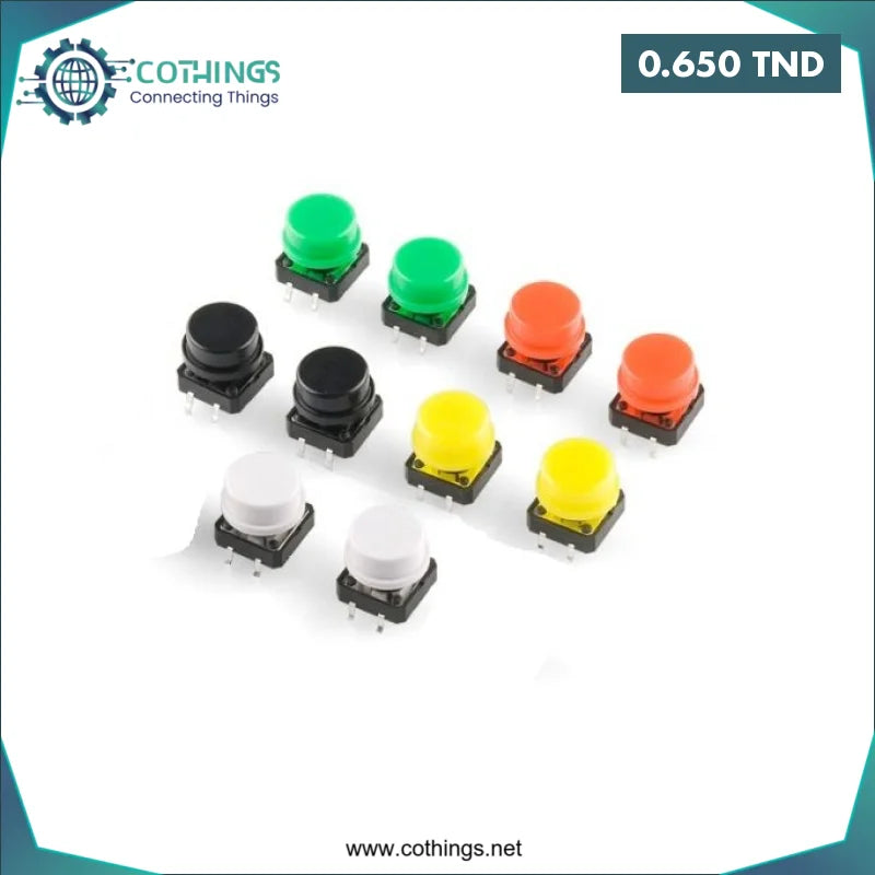 Acheter BOUTON TACTILE 12*12*7.3 MM + CAPUCHON en Tunisie -  Disponible au meilleur prix sur CoThings