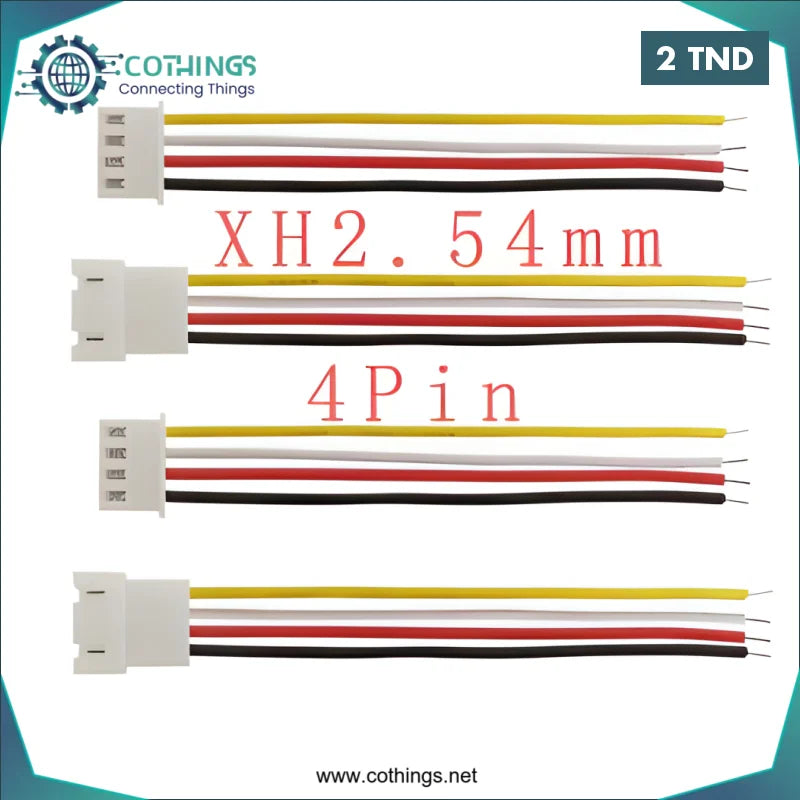 Acheter cable 4 fils avec connecteur male femelle xh2.54 2p l=20cm en Tunisie -  Disponible au meilleur prix sur CoThings