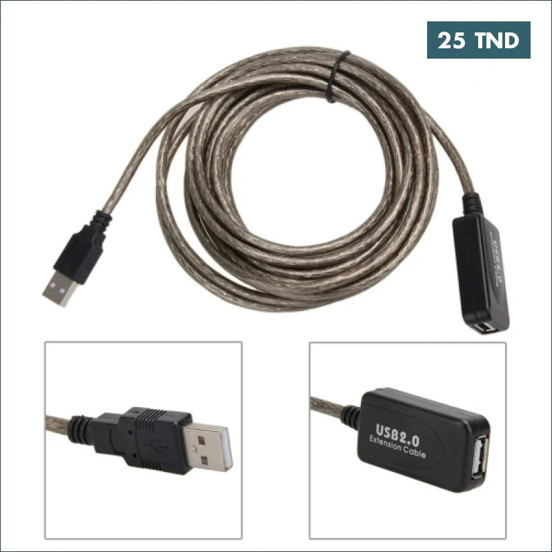 Acheter Câble d'extension actif USB Male-Femelle 2.0 Longueur: 10m en Tunisie -  Disponible au meilleur prix sur CoThings