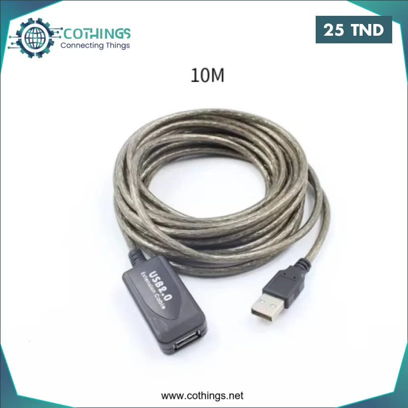 Acheter Câble d'extension actif USB Male-Femelle 2.0 Longueur: 10m en Tunisie -  Disponible au meilleur prix sur CoThings