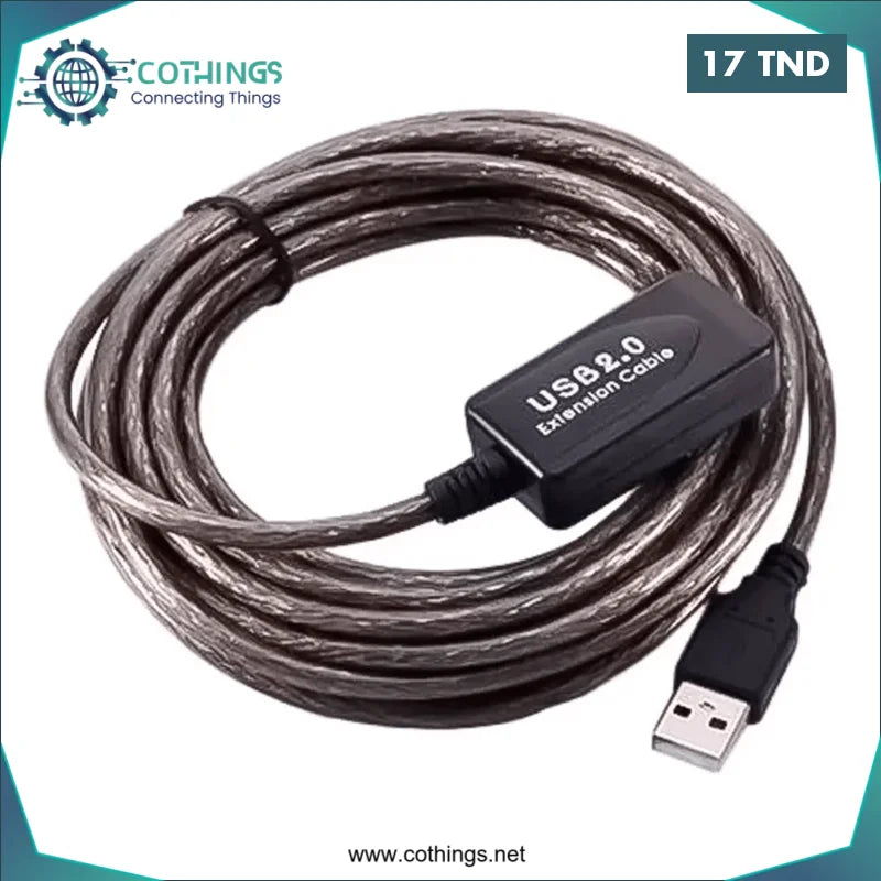 Acheter Câble d'extension actif USB Male-Femelle 2.0 Longueur: 5m en Tunisie -  Disponible au meilleur prix sur CoThings