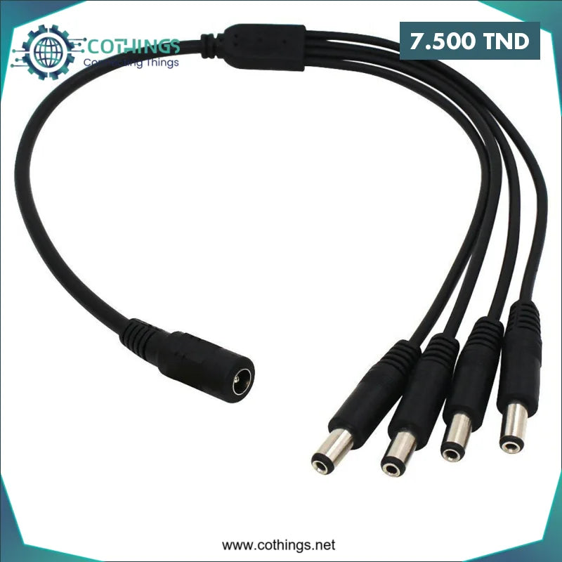 Acheter câble répartiteur d'alimentation jack, 1 Femelle vers 4 Male pour Camera en Tunisie -  Disponible au meilleur prix sur CoThings