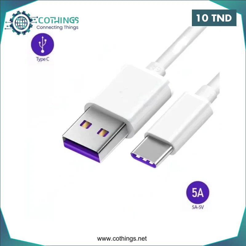 Acheter CABLE TYPE C 5A en Tunisie -  Disponible au meilleur prix sur CoThings