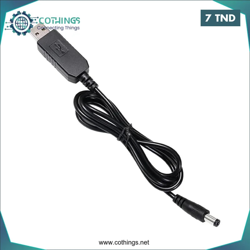 Acheter Câble USB de démarrage de 1 m, 5 V 2 A vers 12 V 1 A CC, 5,5 x 2,1 mm, sans LED en Tunisie -  Disponible au meilleur prix sur CoThings