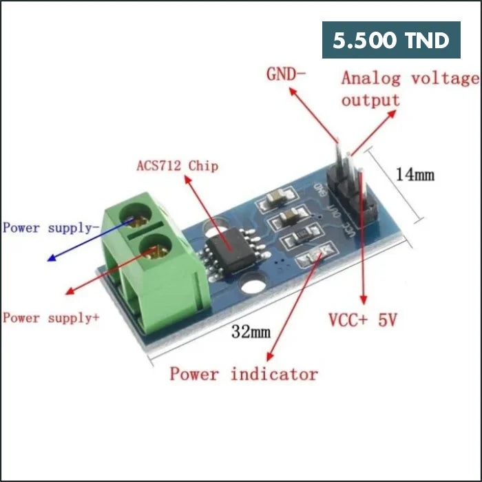 Acheter capteur courant ACS 712 5A en Tunisie -  Disponible au meilleur prix sur CoThings