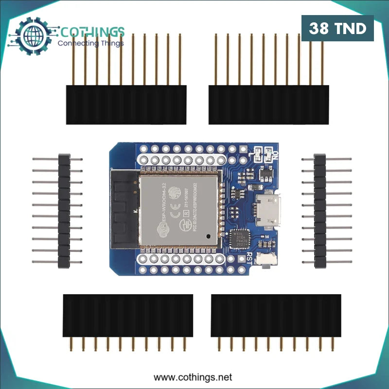 Acheter Carte de développement ESP32 WiFi/Bluetooth (CP2104) avec broches et mini module D1 en Tunisie -  Disponible au meilleur prix sur CoThings