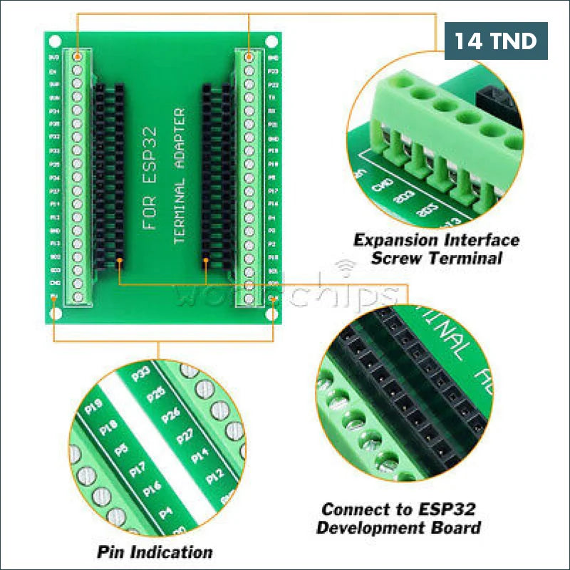 Acheter Carte d’extension ESP32 38Pin compatible avec ESP32-REV1 et ESP32-DEVKIT en Tunisie -  Disponible au meilleur prix sur CoThings