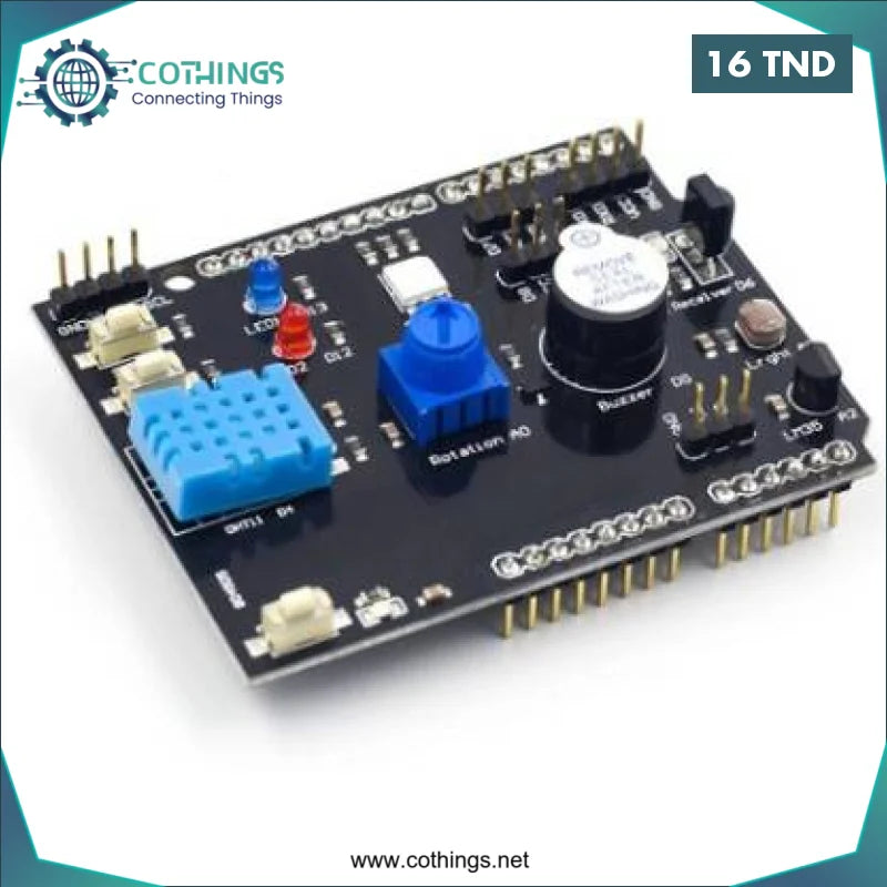 Acheter Carte d’extension multifonction 9 en 1 DHT11 Température LM35 avec UNO Sunleph en Tunisie -  Disponible au meilleur prix sur CoThings