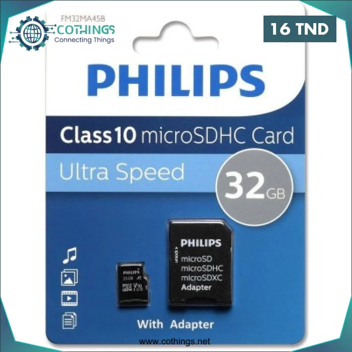 Acheter CARTE MEMOIRE PHILIPS 32GB en Tunisie -  Disponible au meilleur prix sur CoThings