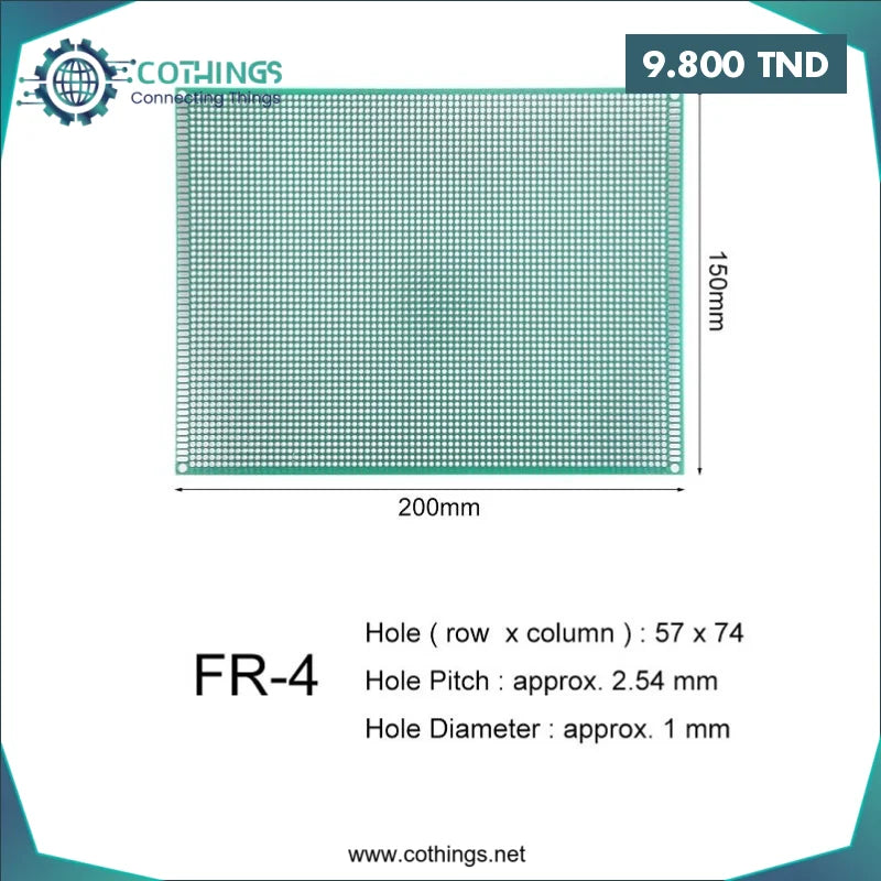 Acheter Carte de prototype PCB perforée double face 15*20 cm en Tunisie -  Disponible au meilleur prix sur CoThings