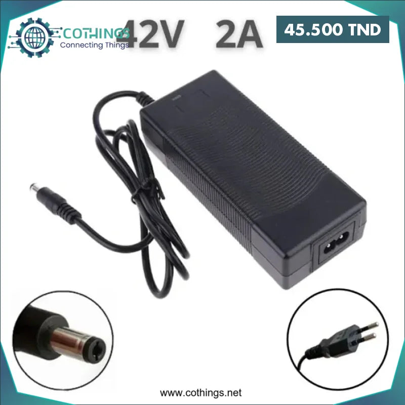 Acheter Chargeur pour Trottinette Électrique 42V 2A – Fiche Jack DC en Tunisie -  Disponible au meilleur prix sur CoThings