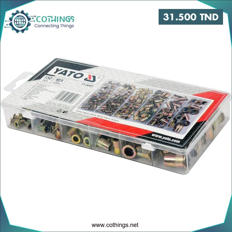 Acheter Coffret Assortiment de 150 Ecrou A Sertir Acier M3 -- M10 YATO en Tunisie -  Disponible au meilleur prix sur CoThings
