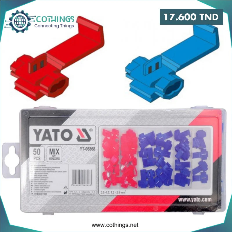 Acheter Coffret Assortiment De 50Pcs Connecteurs De Terminaux Cable Electrique YATO en Tunisie -  Disponible au meilleur prix sur CoThings