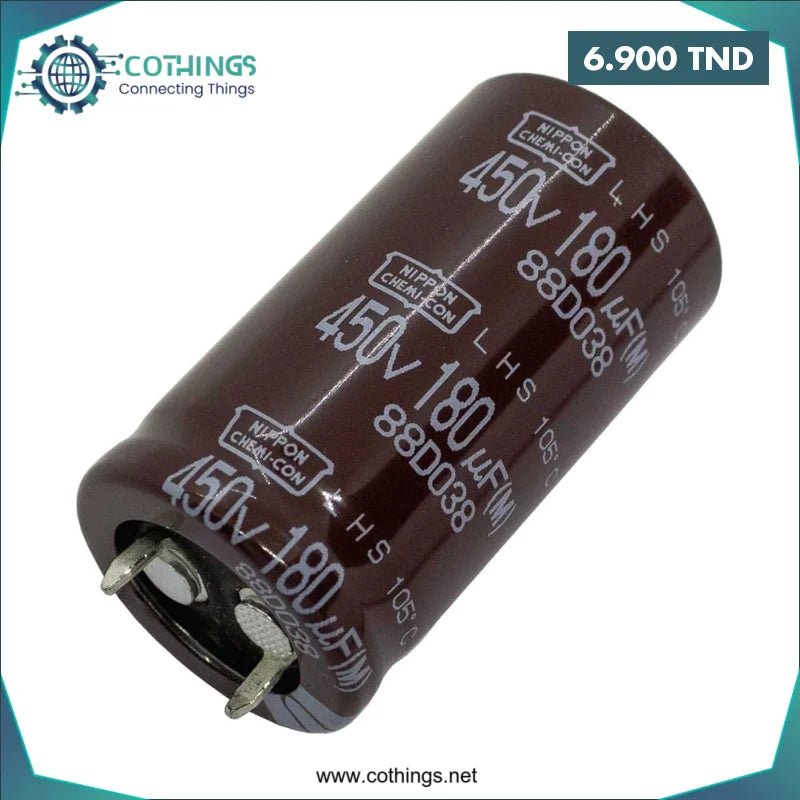 Acheter Condensateur chimique 180 µF/450 V en Tunisie -  Disponible au meilleur prix sur CoThings
