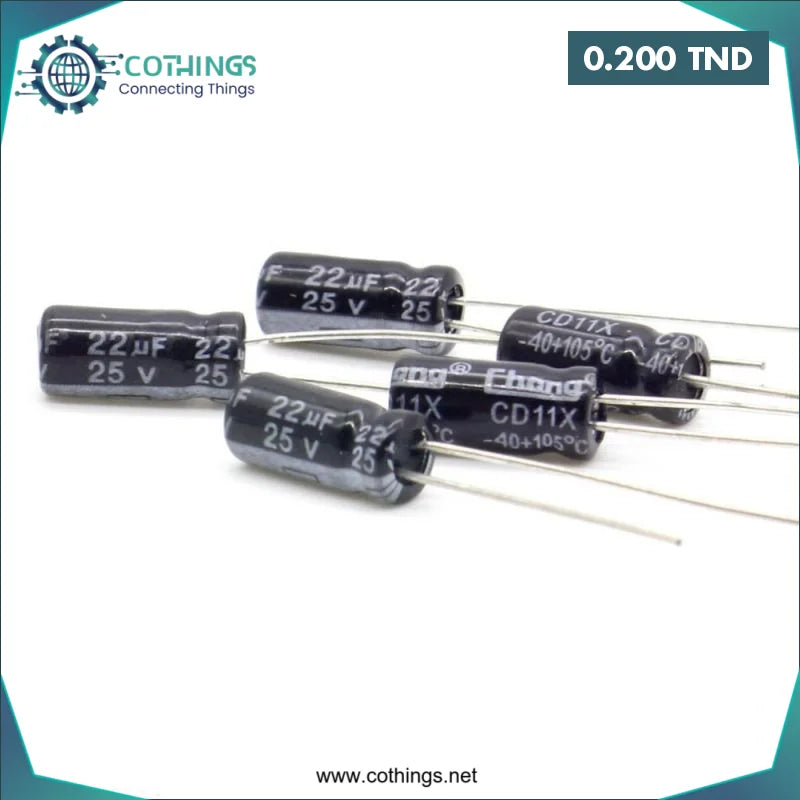 Acheter Condensateur électrolytique 25V 22µF (1 pcs) en Tunisie -  Disponible au meilleur prix sur CoThings