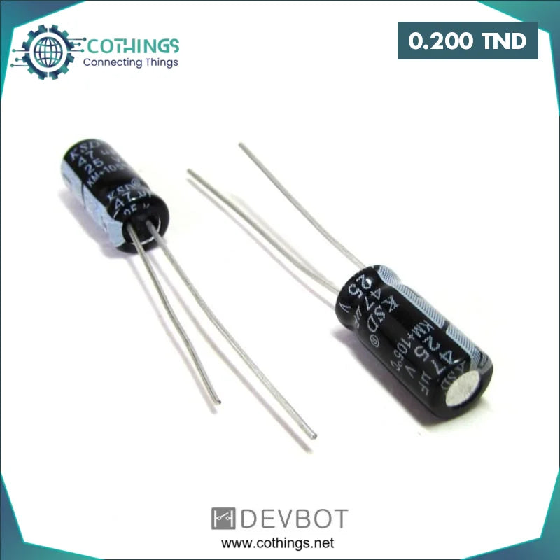 Acheter Condensateur électrolytique 25V 47µF (1 pcs) en Tunisie -  Disponible au meilleur prix sur CoThings