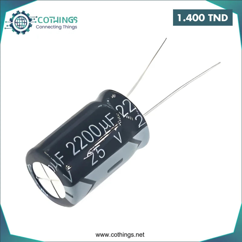 Acheter CONDENSATEUR RADIAL CHIMIQUE 2200UF 25V en Tunisie -  Disponible au meilleur prix sur CoThings