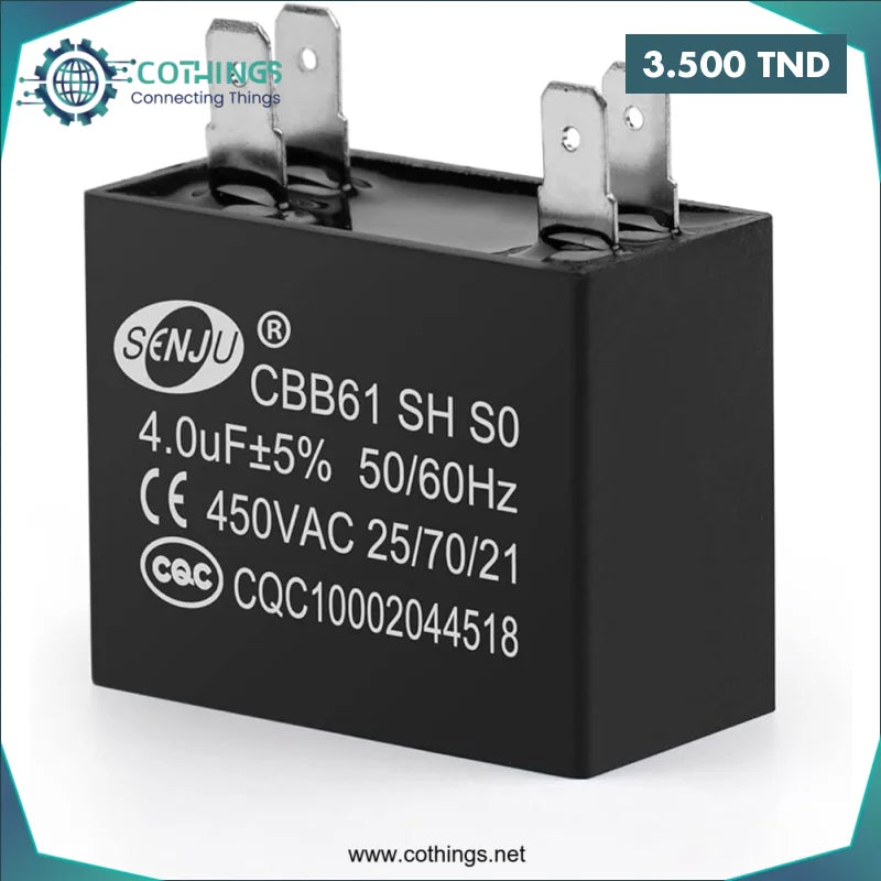 Acheter Condensateur ventilateur CBB61 4µF 450VAC en Tunisie -  Disponible au meilleur prix sur CoThings