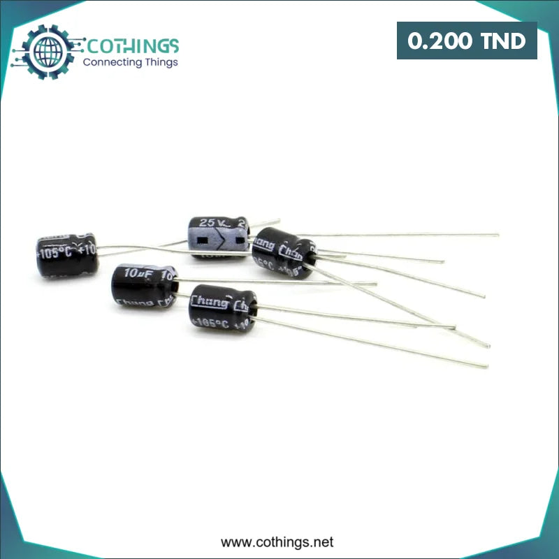 Acheter Condensateurs électrolytiques d’assortiment en aluminium 25V 10µF (1 pcs) en Tunisie -  Disponible au meilleur prix sur CoThings