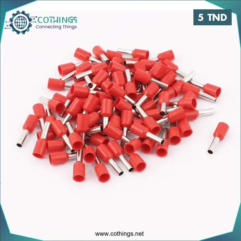Acheter Connecteur de fil électrique rouge E2508, borne isolée, nuits, fin, 100 pièces/paquet en Tunisie -  Disponible au meilleur prix sur CoThings