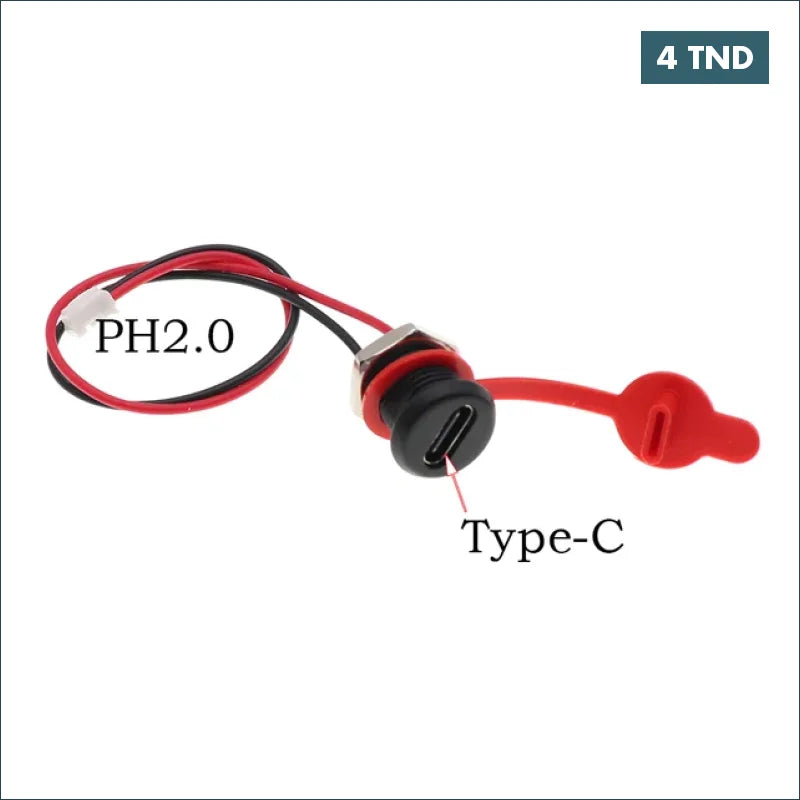 Acheter connecteur USB-C 2pin type-c à PH2.0 avec plaque à pression d’écrou femelle 3A en Tunisie -  Disponible au meilleur prix sur CoThings