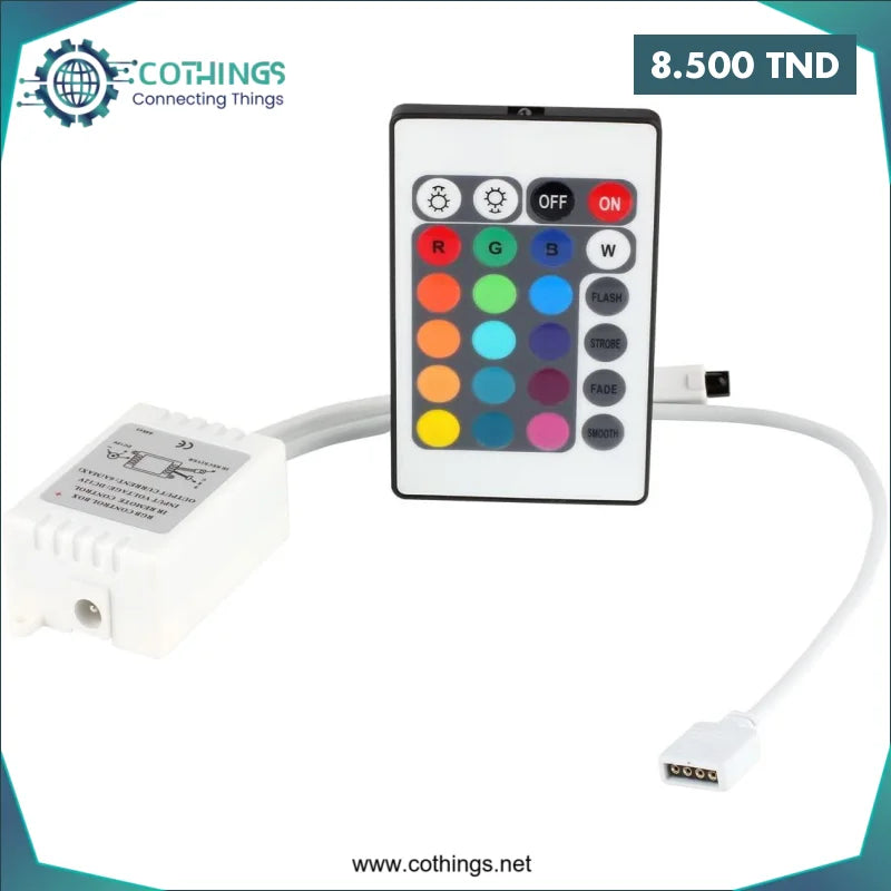 Acheter Contrôle de bande LED RGB à 24 touches pour bande LED 12V 5050/3528 RGB en Tunisie -  Disponible au meilleur prix sur CoThings