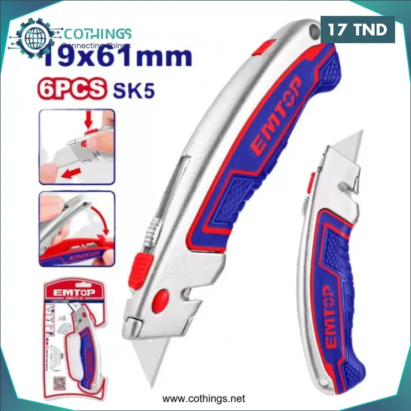 Acheter Cutter métallique à lame alu SK5 61* 19 MM avec 6 lames EMTOPS ESNKT6128 en Tunisie -  Disponible au meilleur prix sur CoThings