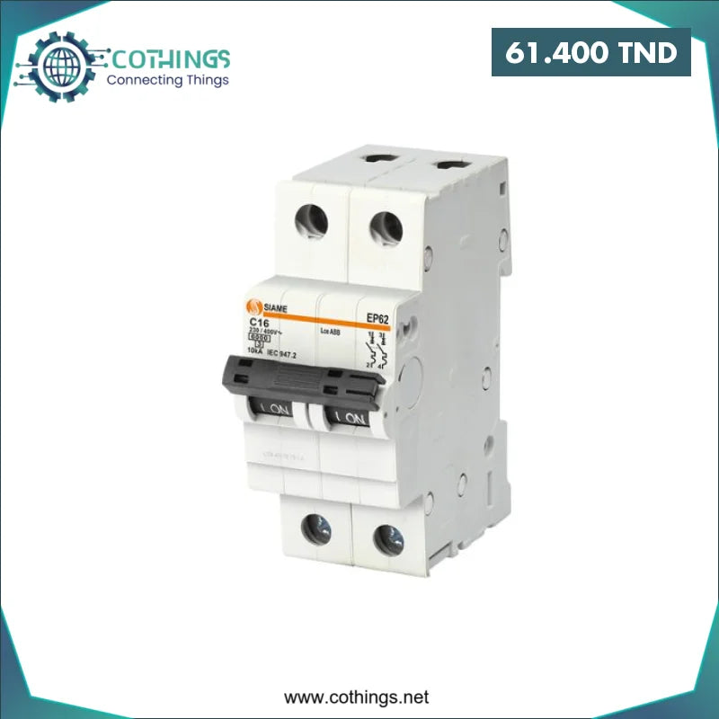 Acheter Disjoncteur Bipolaire 16A EP60 6KA C en Tunisie -  Disponible au meilleur prix sur CoThings