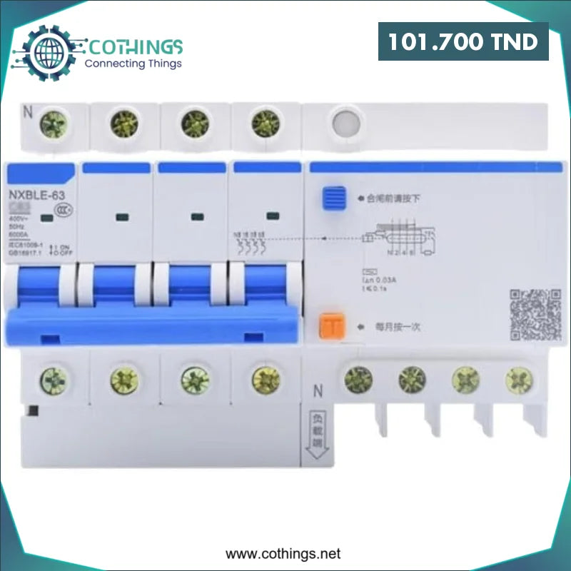 Acheter Disjoncteur DIFF NXBLE-63 4P C40 30mA 6kA CHINT en Tunisie -  Disponible au meilleur prix sur CoThings