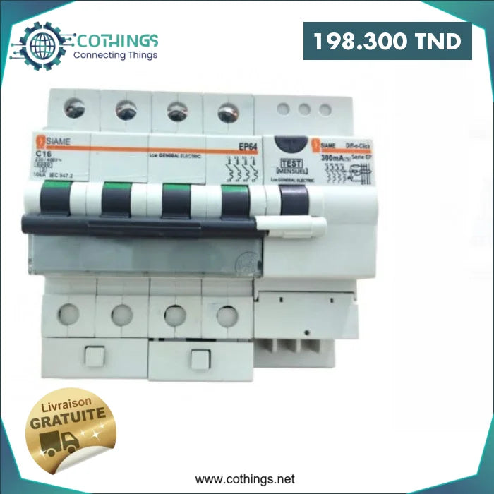 Acheter Disjoncteur Differentiel 4*16A EP60 6KA CC 6M 300MA SIAME en Tunisie -  Disponible au meilleur prix sur CoThings